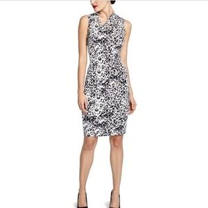 Rachel Rachel Roy Leopard Print Sheath Dress Black White Sleeveless Midi Large